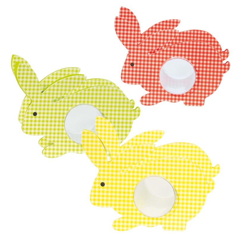 Packaging alimentaire original pour Pâques - Set de 6 Lapins Vichy avec Tubes Transparents Packaging alimentaire original pour Pâques - Set de 6 Lapins Vichy avec Tubes Transparents