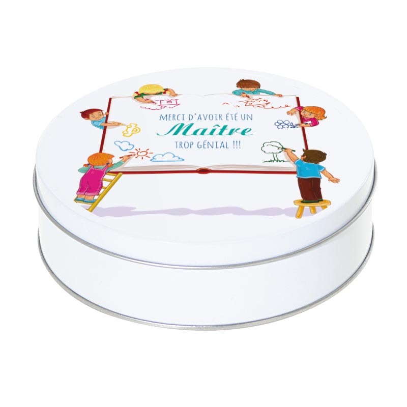 Boîte ronde métallique I-46 - Packaging pour cadeau de rentrée !
