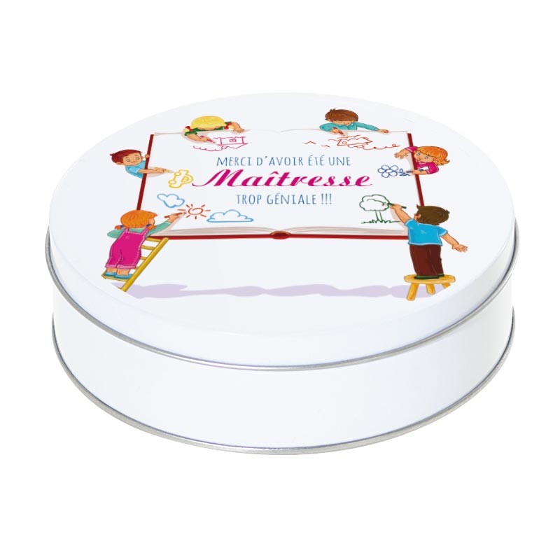 Boîte ronde métallique I-46 - Packaging pour cadeau de rentrée !