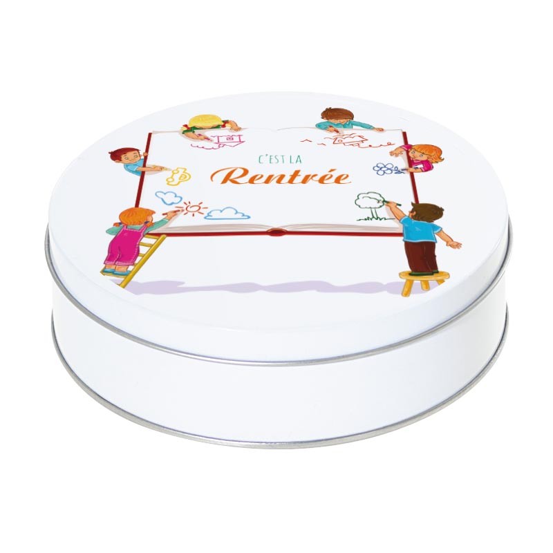 Boîte ronde métallique I-46 - Packaging pour cadeau de rentrée !