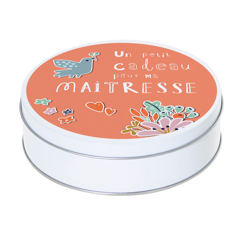 Boîte ronde métallique I-81 - 4 motifs différents pour offrir à la rentrée des classes