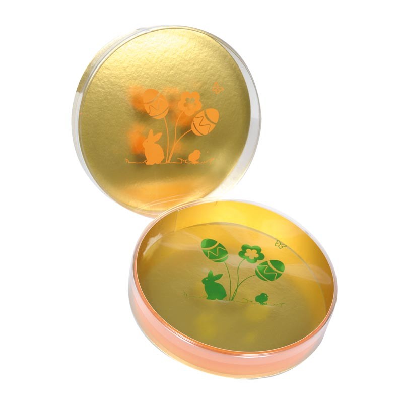 Packaging de Pâques personnalisable - Boîte Ronde avec Cercle Orange Packaging de Pâques personnalisable - Boîte Ronde avec Cercle Orange