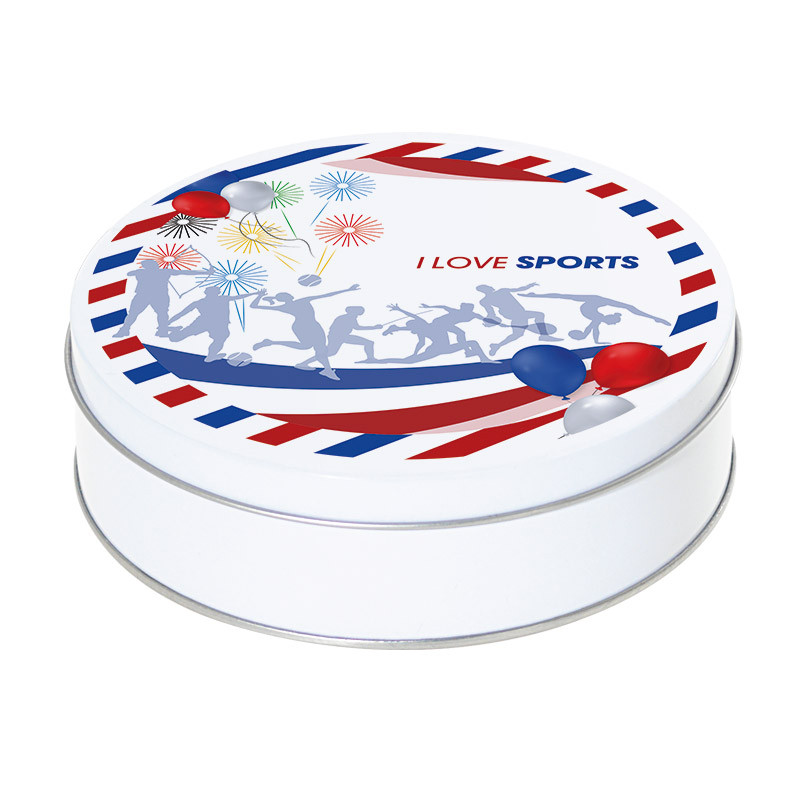 Boîte ronde métallique Caméléon I-35 - Motif Sports - Personnalisable