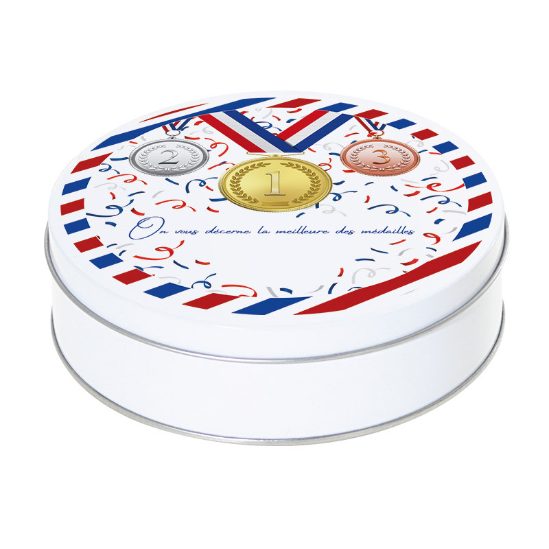 Boîte ronde métallique Caméléon I-35 - Motif Sports - Personnalisable