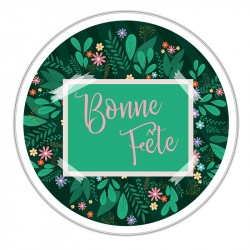 Boîte ronde métallique Caméléon I-60 pour artisans chocolatiers - Bonne fête !