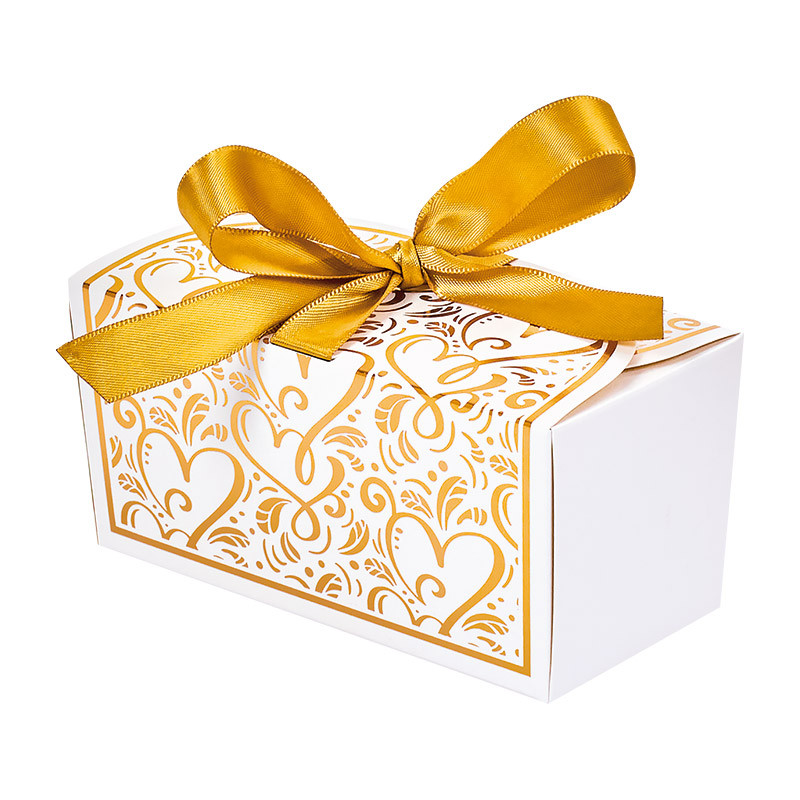 Packaging luxe pour chocolatiers - Ballotin Ruban collection Confidence pour saint valentin et mariages.