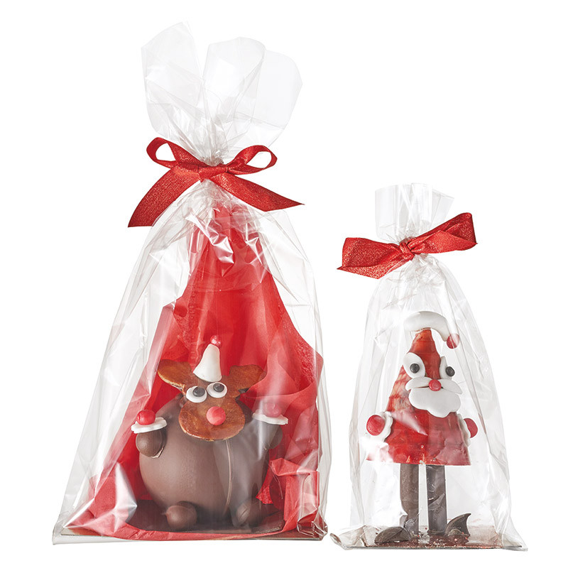 Sachet "spécial moulages" : Sachet qui s'adaptera parfaitement à tous les moulages réalisés par un chocolatier grâce notamment à sa cartonnette réversible 1 face or / 1 face argent !