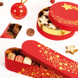 Plumier "Poussière d'Étoiles" - Boîte rouge et or pour vos macarons