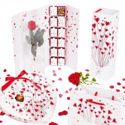 Coffret Rose "Tocade" - Packaging original St-Valentin (rose + chocos)