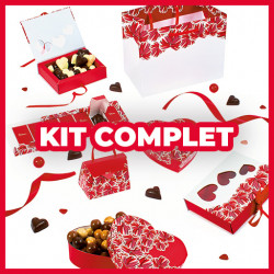 Kit complet pour l'emballage des chocolats à la Saint Valentin "Étreinte" - Packaging chocolat pour Saint-Valentin - Embaline