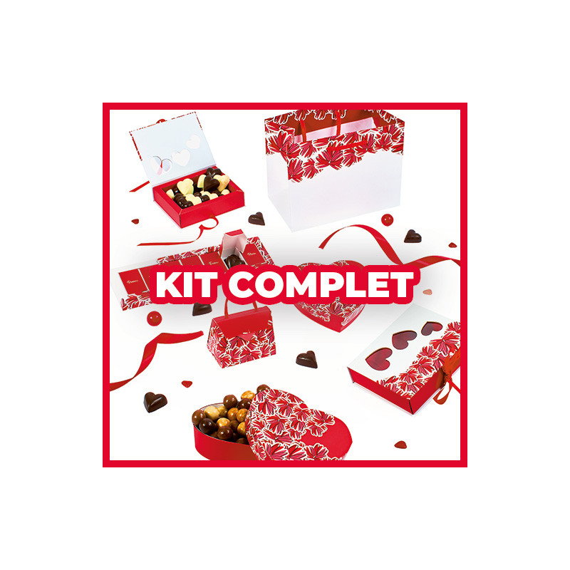 Kit complet pour l'emballage des chocolats à la Saint Valentin "Étreinte" - Packaging chocolat pour Saint-Valentin - Embaline