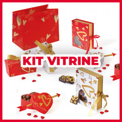 "Premier Rendez-vous" - Kit Vitrine pour St-Valentin Rouge, Blanc & Or