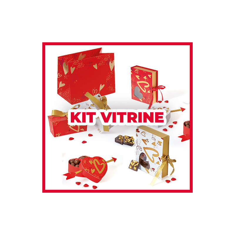 "Premier Rendez-vous" - Kit Vitrine pour St-Valentin Rouge, Blanc & Or