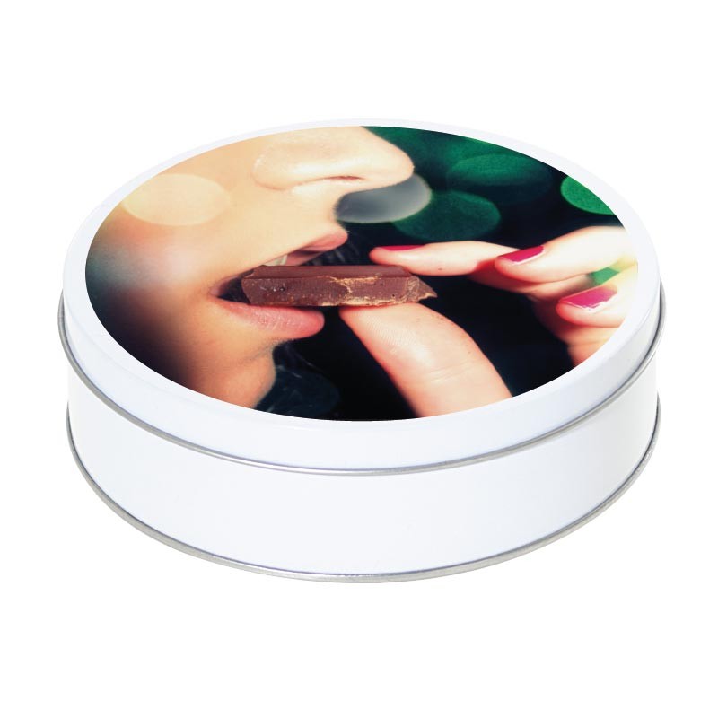 Boîte ronde métallique Caméléon B-07- Graphisme Dégustation chocolat Boîte ronde métallique Caméléon B-07- Graphisme Dégustation chocolat