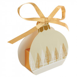 Boîte ballotin en forme de boule de Nël à suspendre en vitrine ou sur le sapin collection Noël 2025 Épicéa