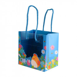 Sac Maxivision "Alphonse et Ernestine" Photo numéro 2 : Sac Maxivision avec face transparente, idéal pour présenter et transporter vos moulages de Pâques. Sécurisé et attractif pour boutiques et clients.