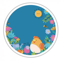 Boîte ronde métallique Caméléon® C-25 Photo numéro 2 : Magnifique boîte métallique empilable dont le couvercle est imprimé avec l'Illustration C-25 au motif de la collection"Alphonse et Ernestine".