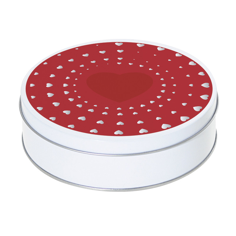 Boîte ronde métallique Caméléon® I-124 : Boîte métallique empilable dont le couvercle est imprimé au motif de la collection "Sortilège".