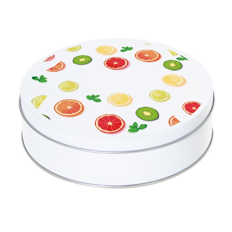Boîte ronde métallique Caméléon D-05 - Motif Les fruits de l'été Boîte ronde métallique Caméléon D-05 - Motif Les fruits de l'été