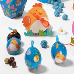 Petits Œufs Métalliques "Alphonse et Ernestine" Photo numéro 5 : Les revoilà habillés aux couleurs de collection "Alphonse et Ernestine", nos petits œufs métalliques ! Ils s'apprêtent ainsi à sauter dans tous les paniers de Pâques.