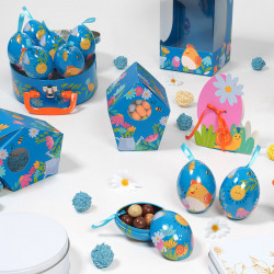 Petits Œufs Métalliques "Alphonse et Ernestine" Photo numéro 3 : Les revoilà habillés aux couleurs de collection "Alphonse et Ernestine", nos petits œufs métalliques ! Ils s'apprêtent ainsi à sauter dans tous les paniers de Pâques.