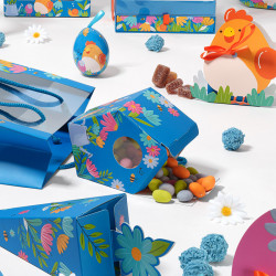 Cabane "Alphonse et Ernestine" Photo numéro 6 : Cabane en packaging original pour mettre en valeur vos créations chocolatées et pâtissières à Pâques. Design ludique et attractif pour les enfants.