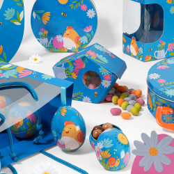 Cabane "Alphonse et Ernestine" Photo numéro 5 : Cabane en packaging original pour mettre en valeur vos créations chocolatées et pâtissières à Pâques. Design ludique et attractif pour les enfants.