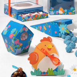 Cabane "Alphonse et Ernestine" Photo numéro 3 : Cabane en packaging original pour mettre en valeur vos créations chocolatées et pâtissières à Pâques. Design ludique et attractif pour les enfants.