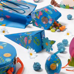 Cornet "Alphonse et Ernestine" Photo numéro 5 : Cornet surprise pour chocolats de Pâques, festif et coloré. Idéal pour offrir ou présenter vos gourmandises aux enfants et familles.