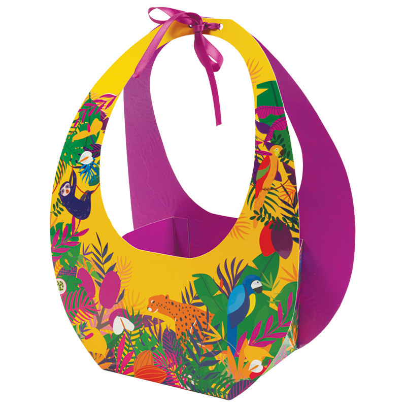 Panier Ovo "Exotique" : Le Panier Ovo "Exotique" est idéal pour mettre en valeur tous vos moulages sous un design alliant Kraft et motifs lumineux pour un raffinement garanti !