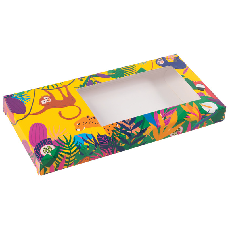 Étui tablette "Exotique" : Étui pour tablette de chocolat avec fenêtre transparente, cette collection 2025 célèbre l’art et Matisse, ses tons oranges ou verts insufflent vitalité et bonne humeur.