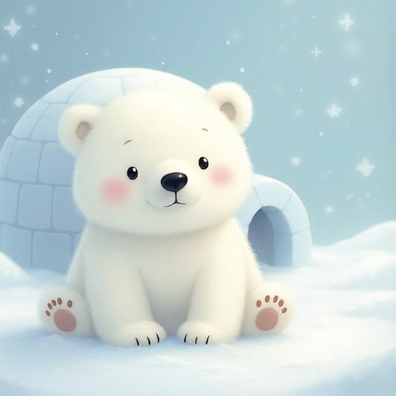 Visuel Caméléon® F-26 : Vos chocolats dans les boîtes et coffrets Caméléon®, le visuel Hiver F-26 et son ourson polaire apporte une touche hivernale à vos spécialités de saison.