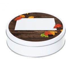 Boîte ronde métallique Caméléon E-01 - Feuilles d'automne sur plancher