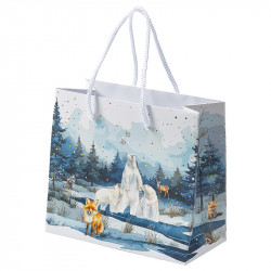 Sac cabas "Matin d'Hiver" Photo numéro 4 : Avec ce sac cabas, plongez dans l’univers poétique de la collection "Matin d’Hiver", entre aquarelle délicate, animaux attendrissants et finitions élégantes...
