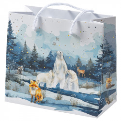 Sac cabas "Matin d'Hiver" Photo numéro 3 : Avec ce sac cabas, plongez dans l’univers poétique de la collection "Matin d’Hiver", entre aquarelle délicate, animaux attendrissants et finitions élégantes...