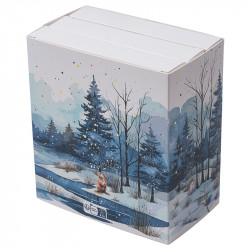 Calendrier triptyque "Matin d'Hiver" Photo numéro 2 : Calendrier de l’Avent triptyque "Matin d’Hiver" avec 24 compartiments à chocolats et 3 plateaux thermoformés, idéal pour présentation festive et personnalisable