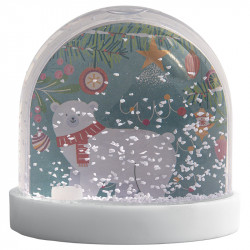 Cyrano "Funky" Photo numéro 2 : Boîte Cyrano "Funky" avec boule à neige pour chocolats, design coloré et festif, avec 2 tiroirs intérieurs blancs pour une présentation originale et ludique.