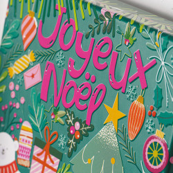 Molière "Funky" Photo numéro 4 : Boîte Molière Funky pour chocolats, intérieur fuchsia et design groovy coloré, avec faux-fond et séparateur, pour une présentation festive et ultra dynamique.