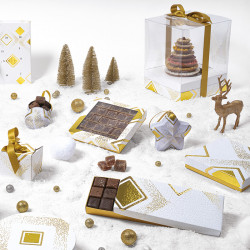 Molière "Apogée" Photo numéro 2 : Boîte Molière "Apogée" pour chocolats, intérieur doré apte au contact alimentaire, avec faux-fond et séparateur, pour une présentation élégante et haut de gamme