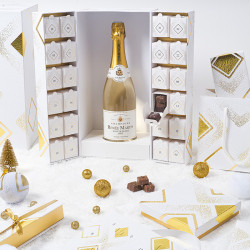 Calendrier de l'Avent Léa "Apogée" Photo numéro 4 : Calendrier de l’Avent Léa "Apogée", coffret aimanté avec 24 cases et compartiment central pour bouteille ou moulage, intérieur blanc apte au contact alimentaire