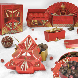 Boîte boule métallique "Holly" Photo numéro 8 : Boîte boule métallique "Holly", à poser ou à suspendre, intérieur apte au contact alimentaire avec ruban de suspension, design festif rouge et or pour les fêtes