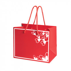 Sac cabas "Coup de Foudre" Photo numéro 2 : Sac cabas pelliculé design "Coup de Foudre", personnalisable pour chocolatiers. Idéal pour emballer et valoriser vos créations chocolatées et cadeaux raffinés.