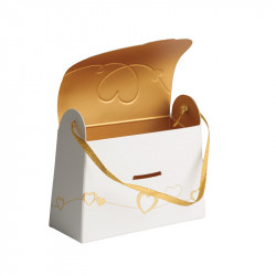 Pochon "J'adore" Photo numéro 2 : Un pochon collection "J'adore" original et raffiné pour sublimer vos chocolats et gourmandises. Parfait pour la Saint-Valentin, les mariages et cadeaux élégants
