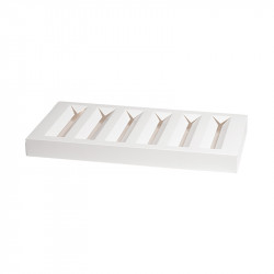 Anémone "Prairie" Photo numéro 6 : Packaging de la collection "Prairie" avec 6 espaces de rangement pour petits œufs, bonbons de chocolat, pâtes de fruits, pralines sphères ou barres de chocolat.