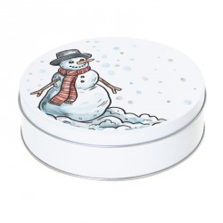 Boîte ronde métallique Caméléon F-12 - Illustration bonhomme de neige