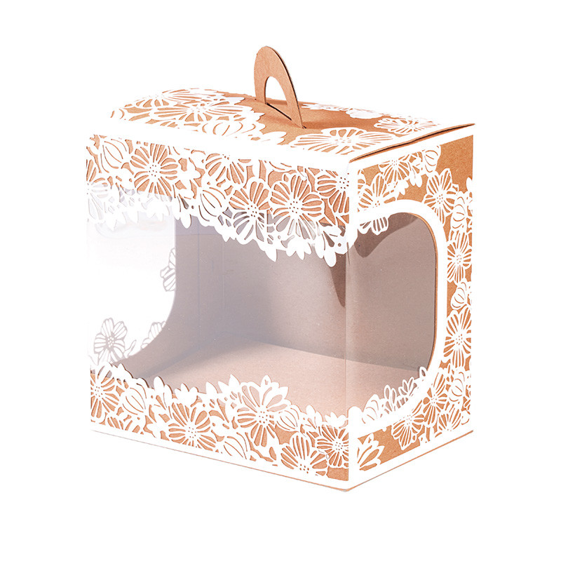 Panoramique Poule "Florilège" : Sac panoramique de la collection "Florilège" avec fenêtre transparente, parfait pour présenter et transporter une poule en chocolat de Pâques en toute sécurité.