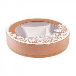 Shirley "Florilège" - Boîte ronde kraft/blanc pour chocolat de Pâques