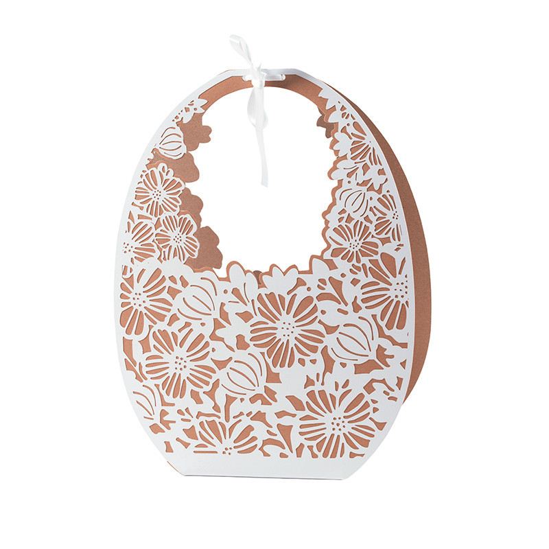 Panier Ovo "Florilège" : Le Panier Ovo "Florilège" est idéal pour présenter vos moulages de Pâques. Emballage pratique au design doux, poétique et subtile pour séduire petits et grands.