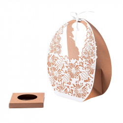 Panier Ovo "Florilège" Photo numéro 2 : Le Panier Ovo "Florilège" est idéal pour présenter vos moulages de Pâques. Emballage pratique au design doux, poétique et subtile pour séduire petits et grands.