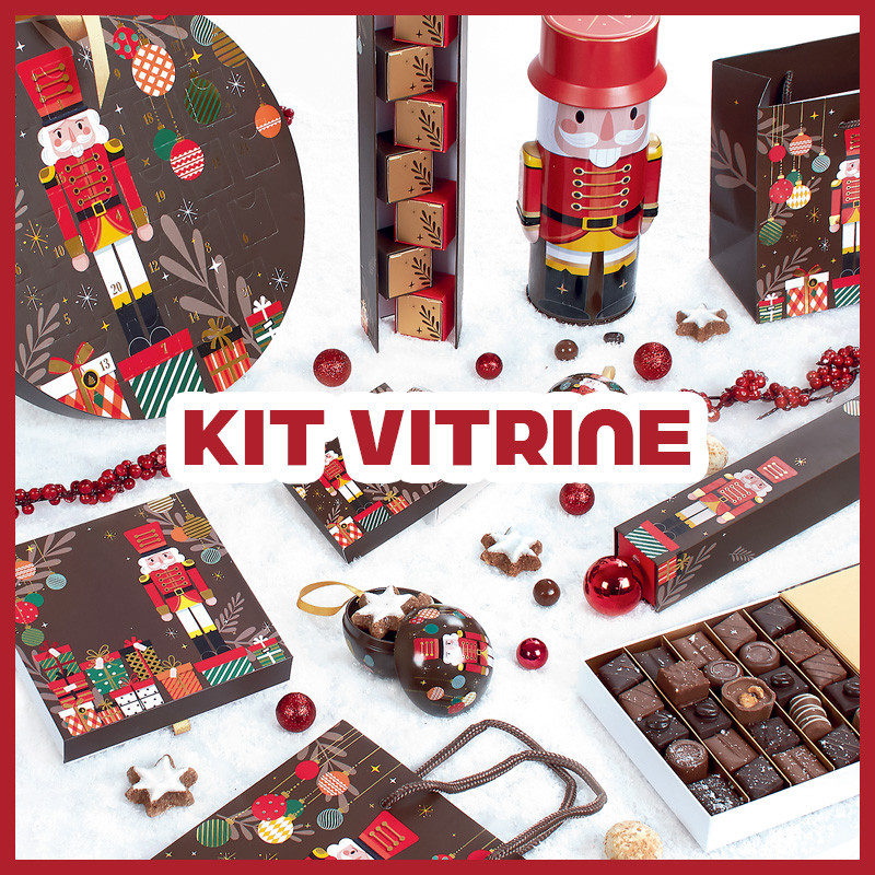 Casse Noisette - Le Kit Vitrine : Personnages féériques, dorures et bruns chocolat : ce kit vitrine transforme votre boutique en décor de conte, festif et gourmand pour les fêtes.
